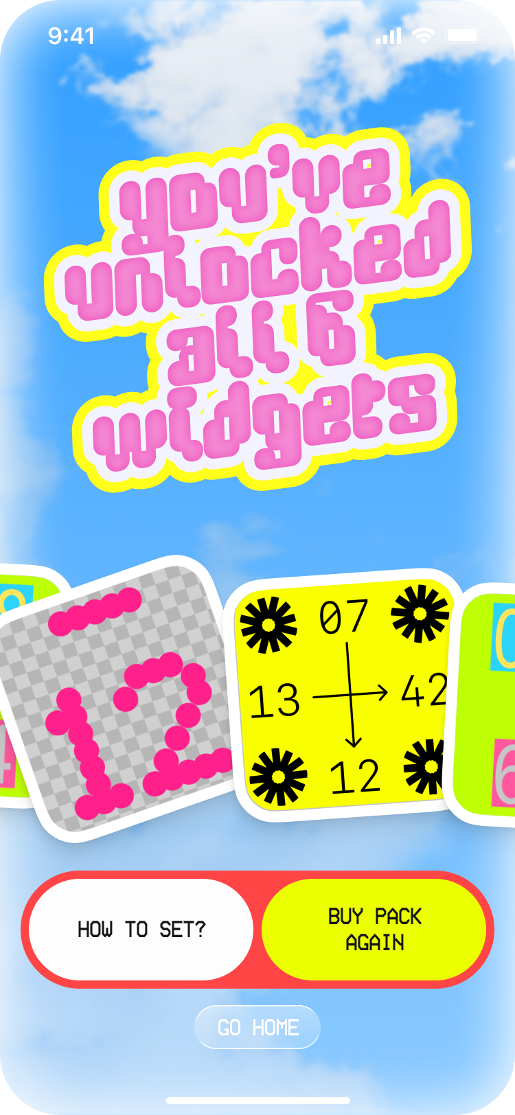 Unlocked widgets from a pack