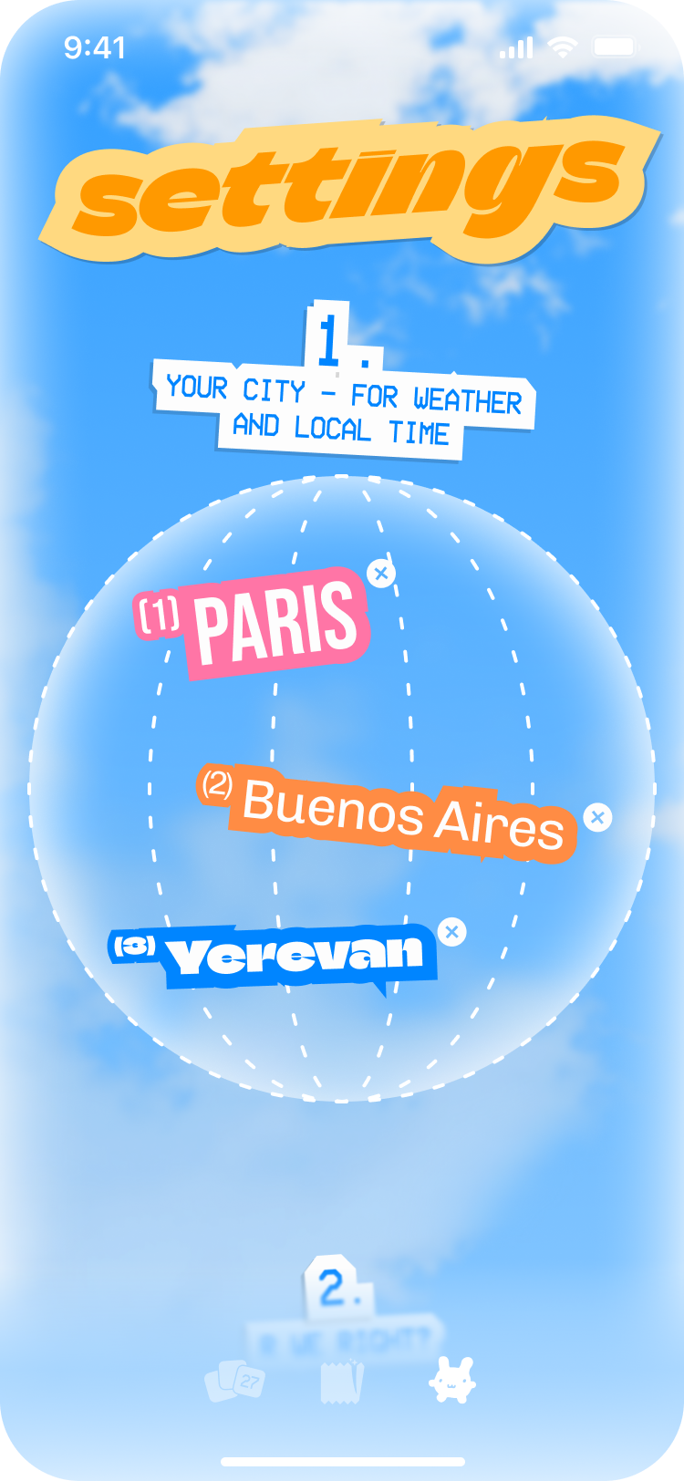 Settings — pick your city